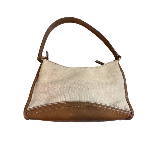 Liz Claiborne Shoulder Bag Beige Brown  Jute Cotton Blend Minimalist Preppy - Picture 2 of 10